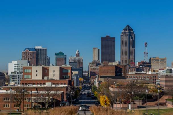 Downtown Des Moines Skyline daytime from capitol