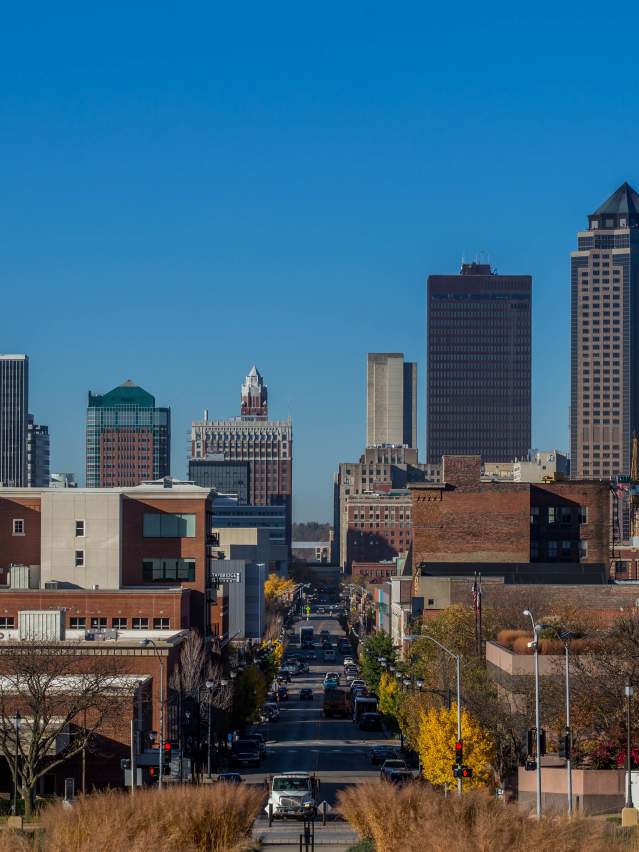 Downtown Des Moines Skyline daytime from capitol