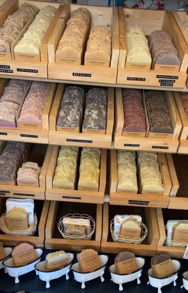 wall of variety of soap