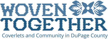 Exhibit logo for Woven Together exhibit at the DuPage County Historical Museum