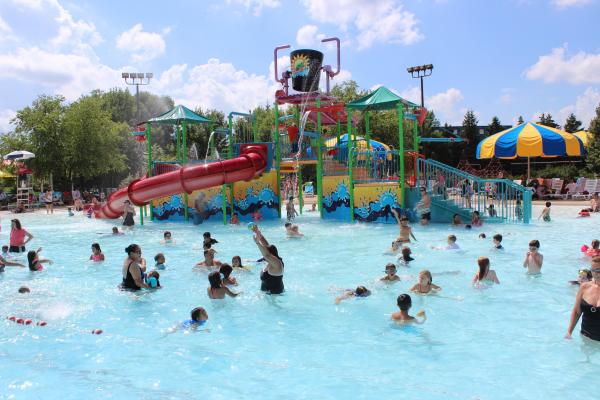 people in the pool swimming at Turtle Splash Water Park