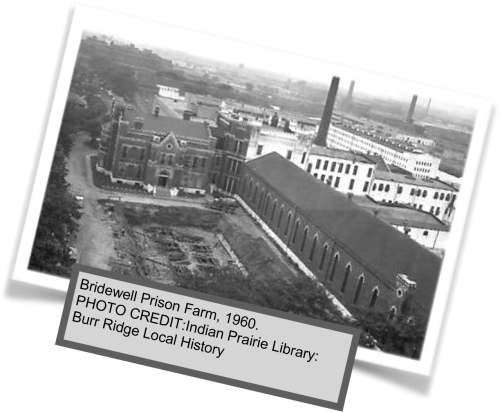 An old exterior photograph of Bridewell Prison Farm showing a weathered building with simple, utilitarian architecture from the historic correctional site.