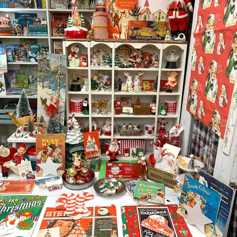 Christmas antiques at an antique store