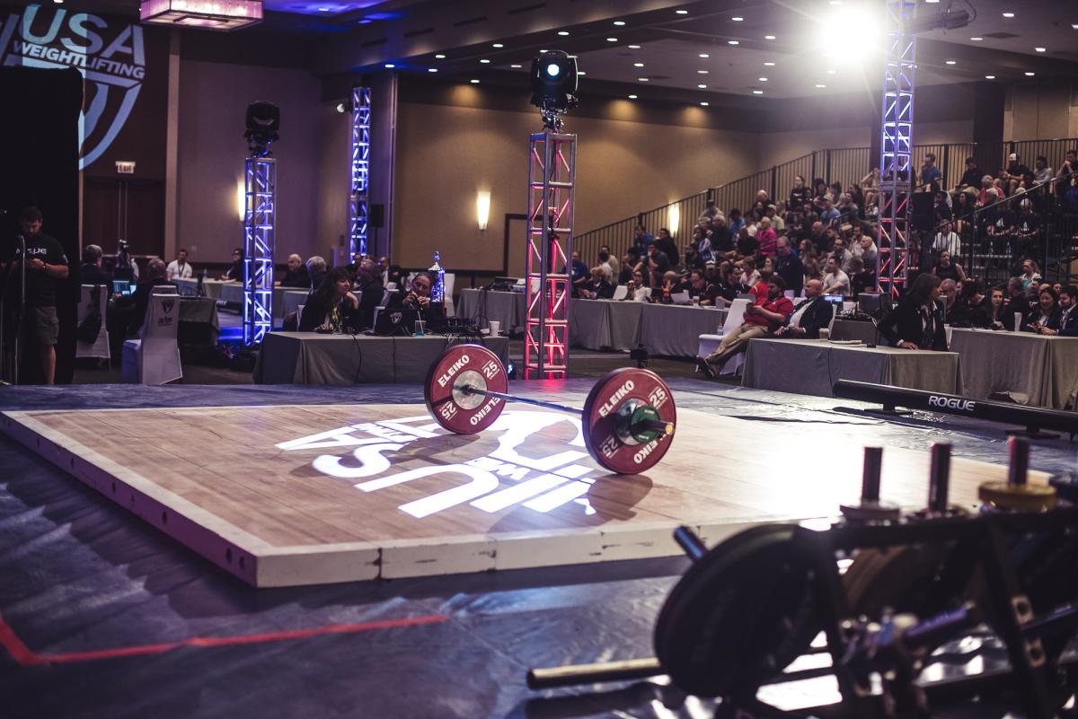 Weightlifting arena set up in Westin hotel