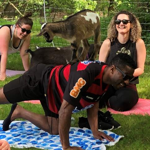 Goat Yoga on the Bank of the Monocacy River