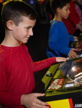 Playing pinball at Spinners