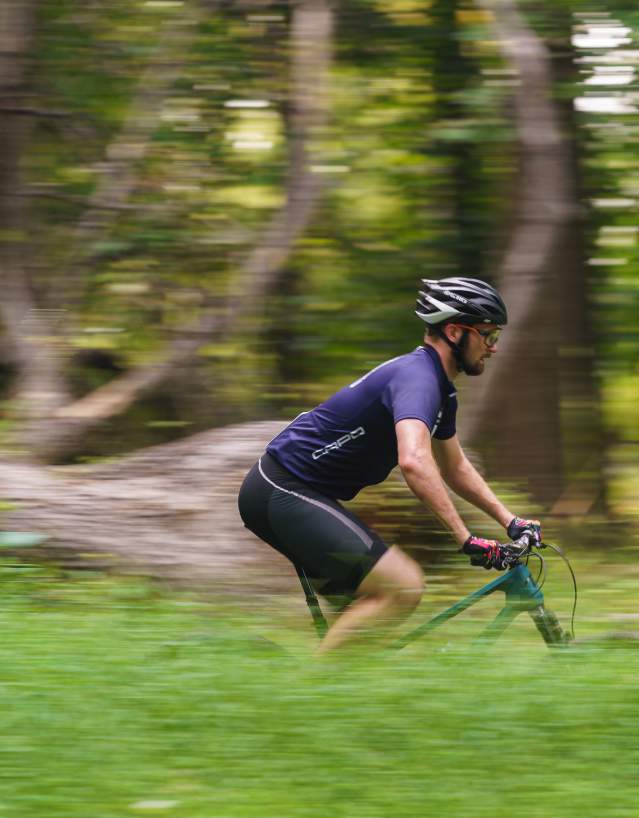 Bicyclists in the city of Frederick Watershed.