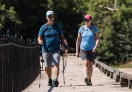 Hikers at Monocacy Aqueduct on the C&O Canal