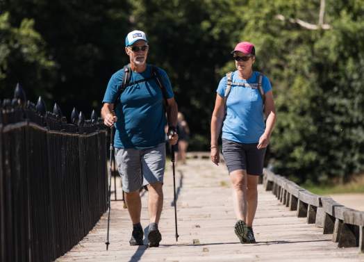 Hikers at Monocacy Aqueduct on the C&O Canal