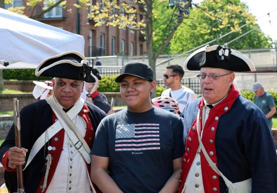 Living historians at the America 250 History Fair on Carroll Creek Park in Downtown Frederick