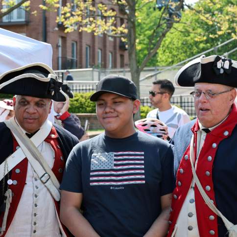Living historians at the America 250 History Fair on Carroll Creek Park in Downtown Frederick