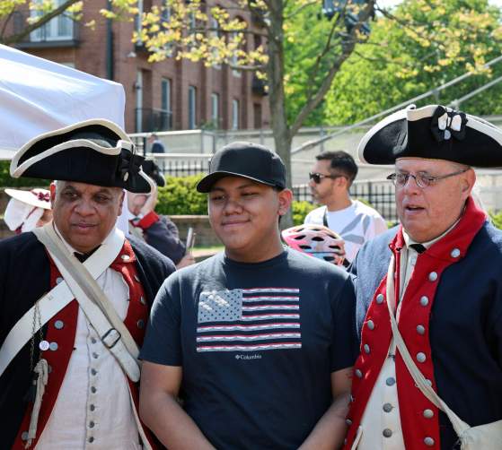 Living historians at the America 250 History Fair on Carroll Creek Park in Downtown Frederick