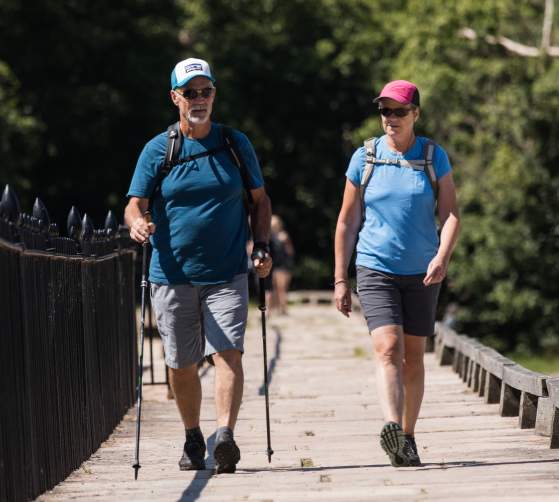 Hikers at Monocacy Aqueduct on the C&O Canal