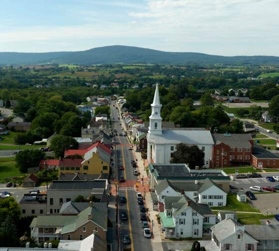 An aerial view of Main Street Middletown