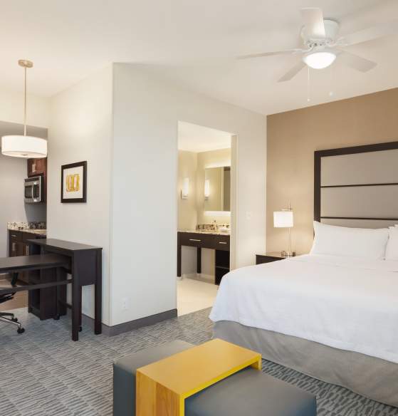 A king bed room at the Homewood Suites