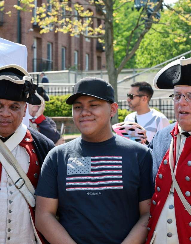 Living historians at the America 250 History Fair on Carroll Creek Park in Downtown Frederick