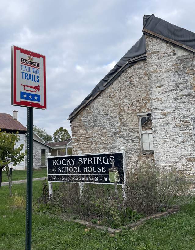 Civil War Trails site at Rocky Springs School House near Frederick, MD