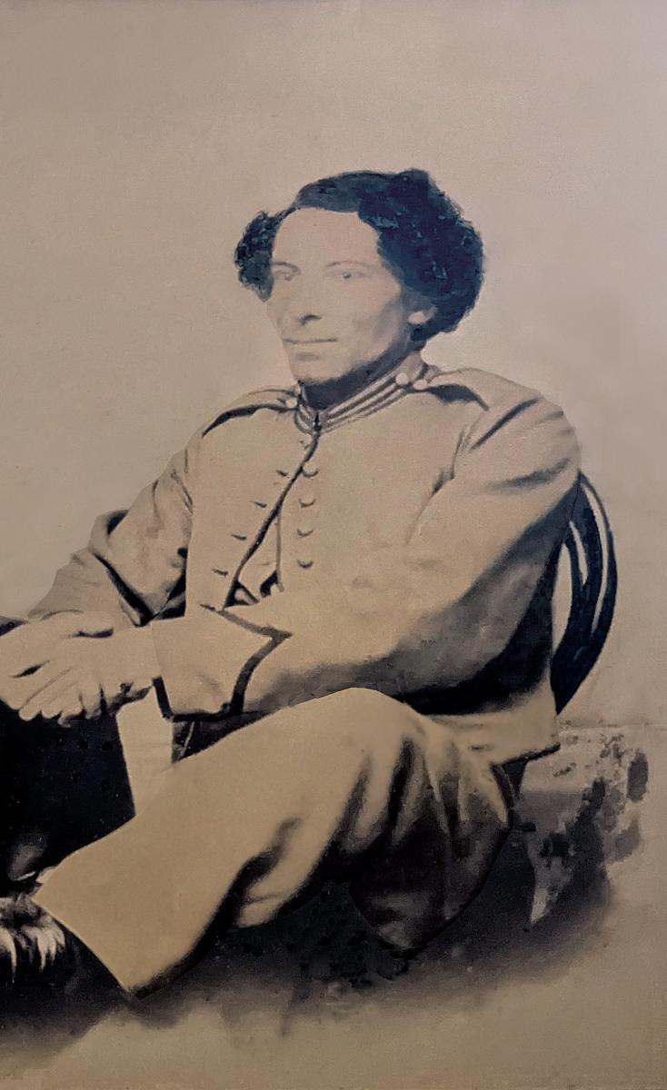 Photograph of Zachariah A. Patterson in his Connecticut Cavalry uniform and an image of his Pennsylvania burial record. (Courtesy Melvin Halterman and Crystal Emory)