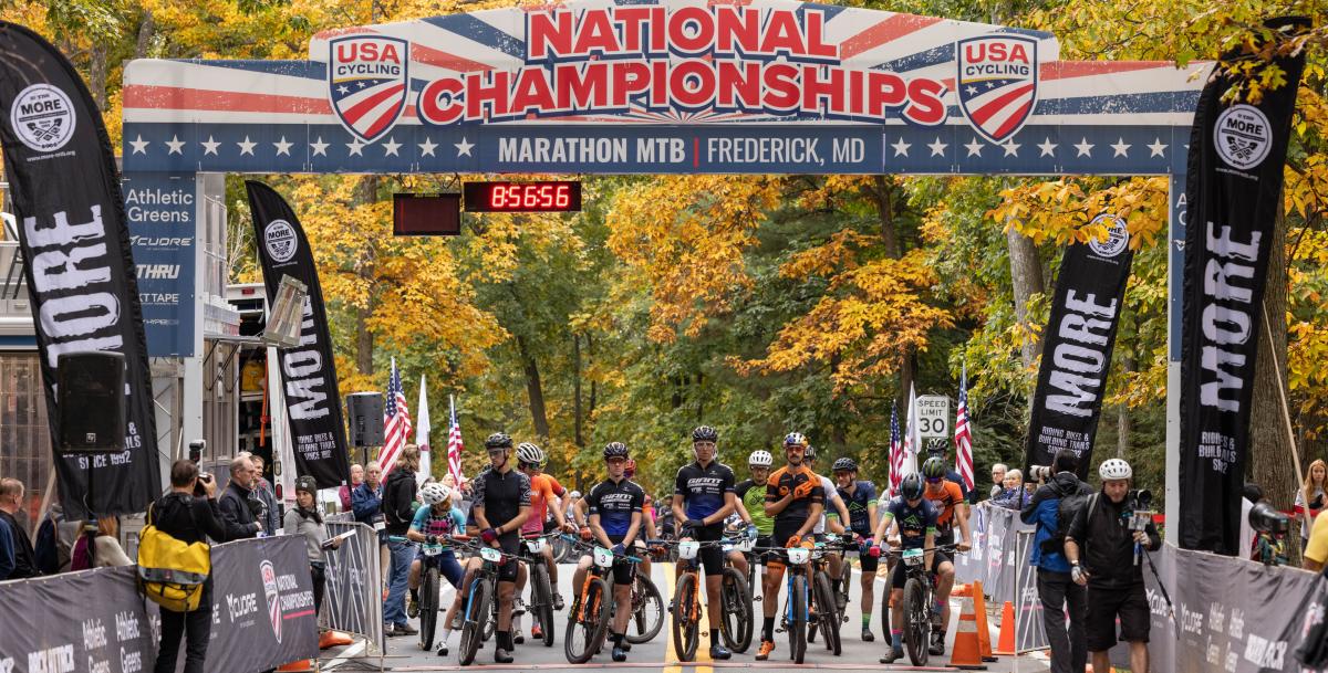 People on their bikes at USA Cycling