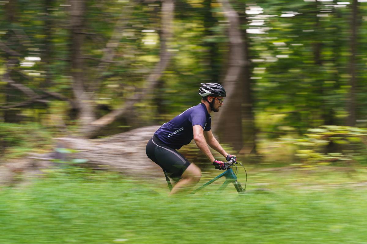 Bicyclists in the city of Frederick Watershed.