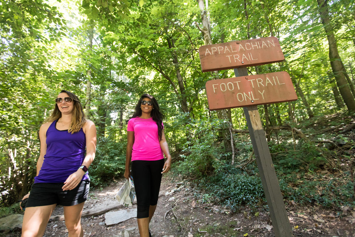 A view of people enjoying the Appalachian Trail hike