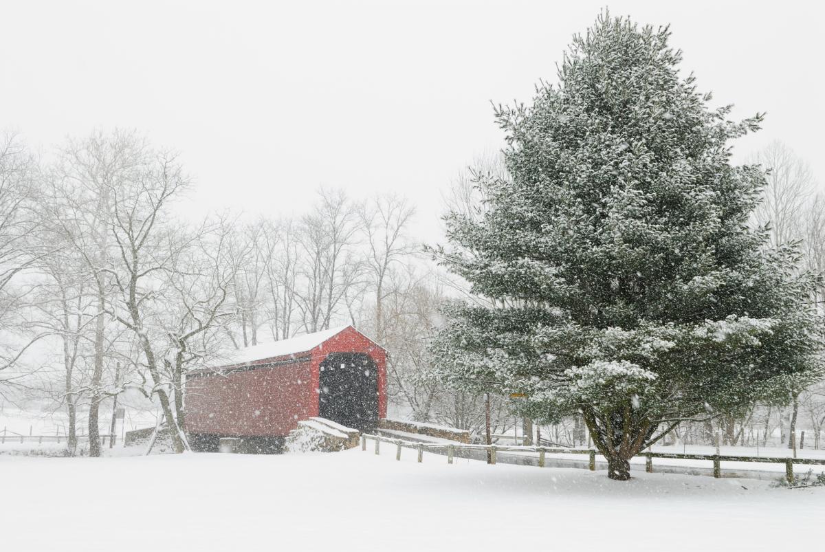 Covered Bridge Snow - Winter