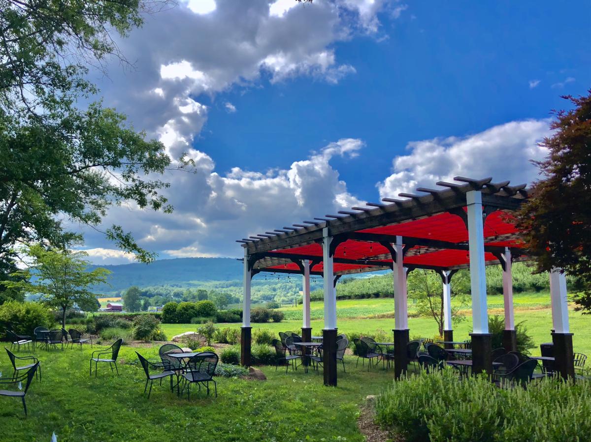 Ramada and tables at the Catoctin Breeze Winery In Frederick County, MD