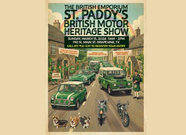 St. Patrick's Day British Motor Heritage Show and Corgi Parade at British Emporium