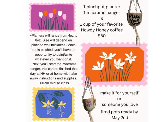 Make Your Own Clay Pinch Pot & Macrame Hanger