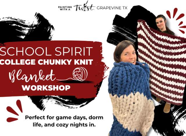College Chunky Knit Blanket Workshop | Pick Your School Colors