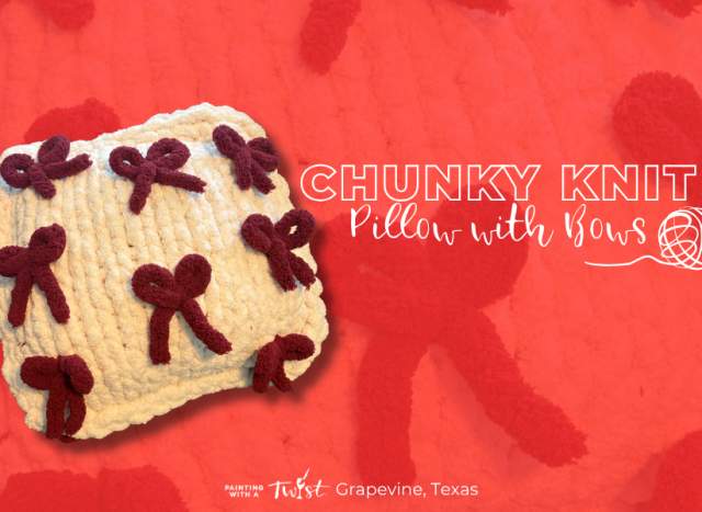 NEW Chunky Knit Pillow with Bows