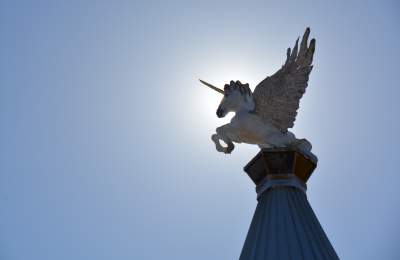 Imagine Statue on the Grapevine CVB building