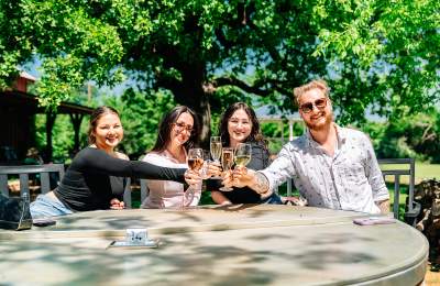 A group taking part in New Vintage Wineries & Galleries Trail in Grapevine, Texas