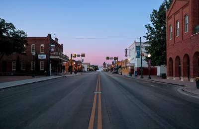 A view of Grapevine's Historic Main Street District in Grapevine, Texas