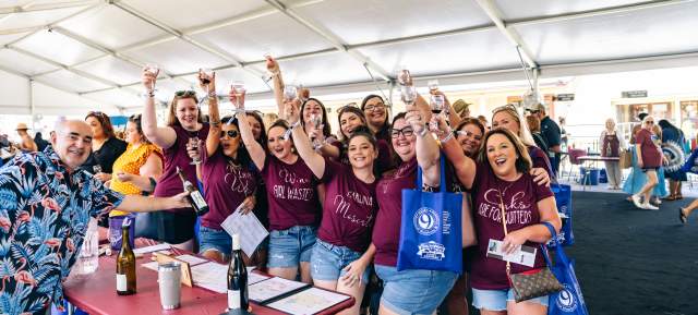 People excited while attending GrapeFest in Grapevine, Texas