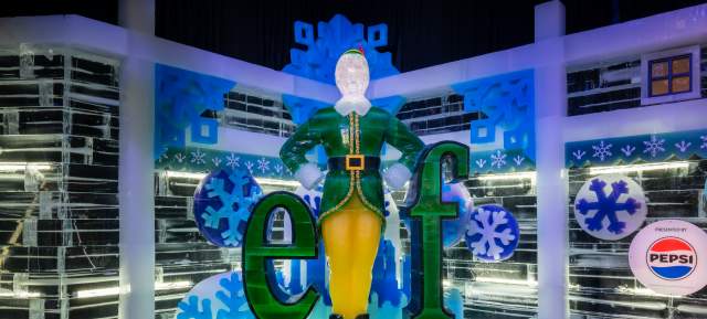 The Elf-themed ICE! exhibit at Gaylord Texan in Grapevine, Texas