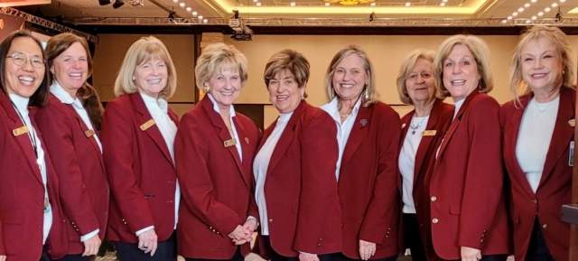Members of the Burgundy Brigade in Grapevine, Texas