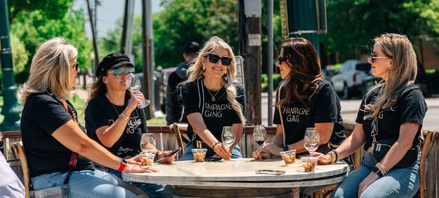A group taking part in the New Vintage Wineries and Galleries Trail in Grapevine, Texas