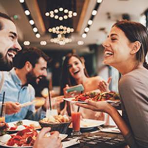 People eating food at a restaurant