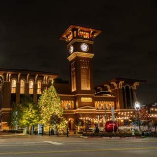 Grapevine Main Station and Observation Tower during Christmas Capital of Texas in Grapevine