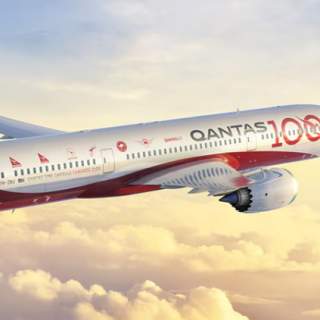 Qantas Airplane in flight