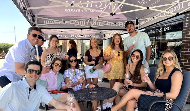 A group taking part in the New Vintage Wineries and Galleries Trail in Grapevine, Texas