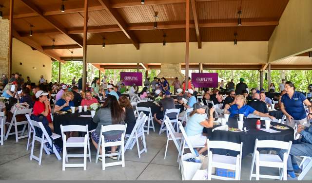 People attending an event at the Grapevine Fairway Events Center Byron Pavilion