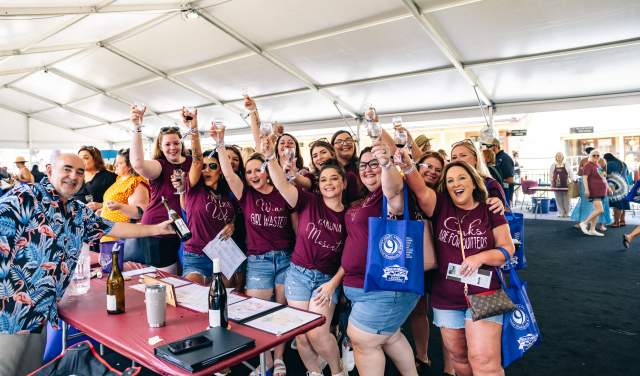 People excited while attending GrapeFest in Grapevine, Texas