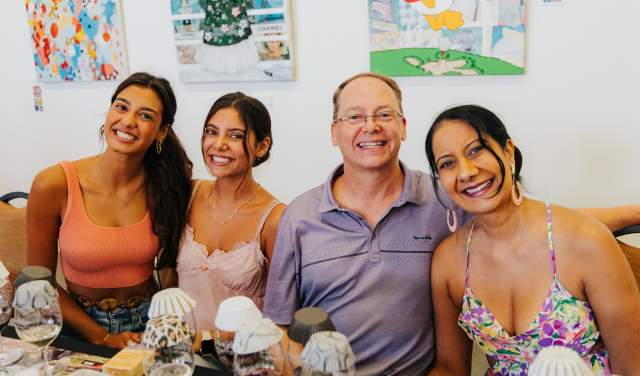 Family enjoying a wine class at GrapeFest in Grapevine, Texas