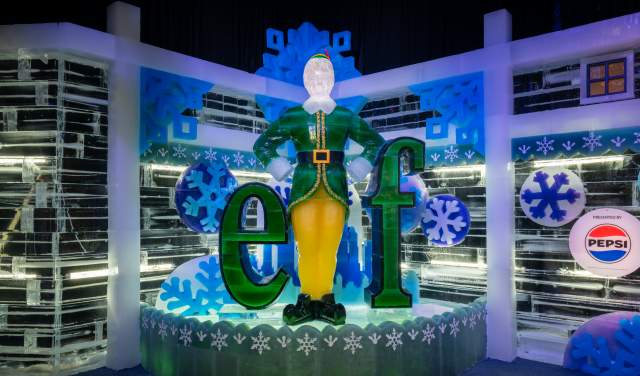 The Elf-themed ICE! exhibit at Gaylord Texan in Grapevine, Texas