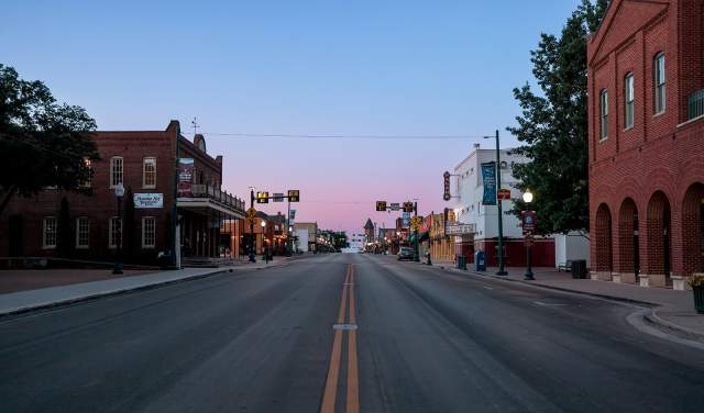 A view of Grapevine's Historic Main Street District in Grapevine, Texas