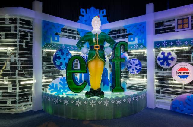 The Elf-themed ICE! exhibit at Gaylord Texan in Grapevine, Texas