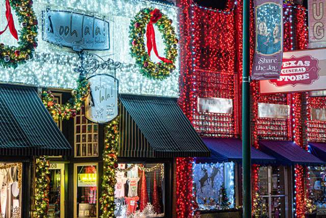 Grapevine's Historic Main Street during Christmas Capital of Texas