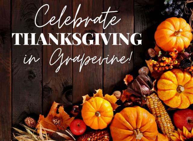 Thanksgiving graphic to celebrate Thanksgiving in Grapevine, Texas